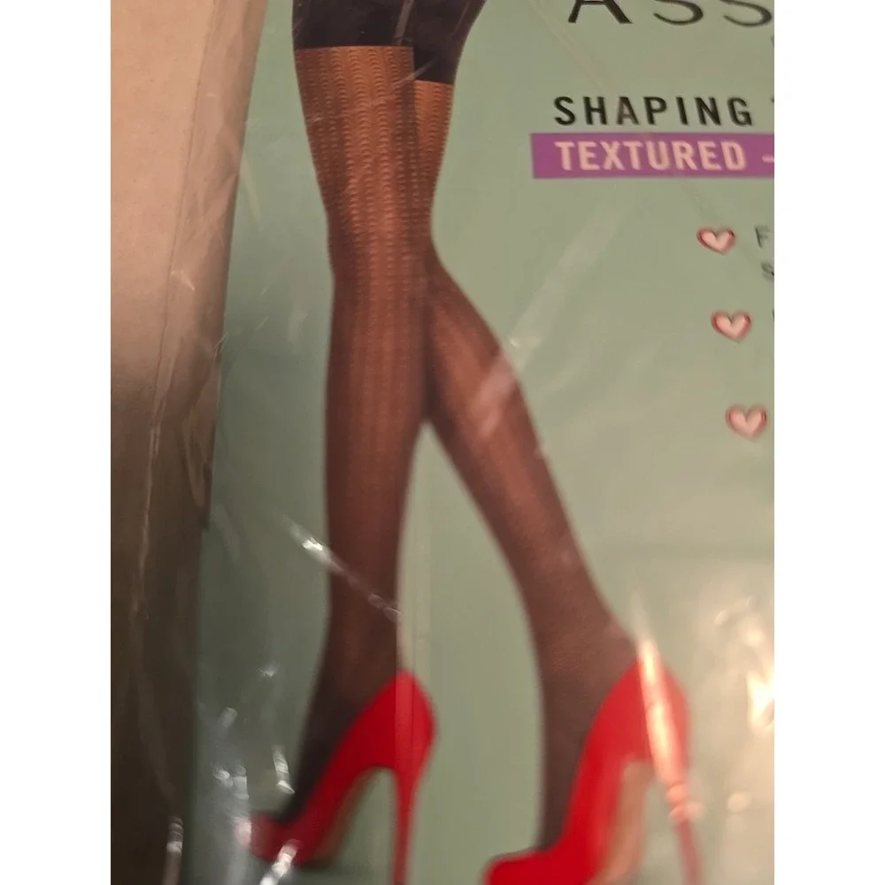 2 Pair Of Spanx Assets Shaping Tights Black Textured Wishbone/Diamond Size 4 NWT - Picture 9 of 9